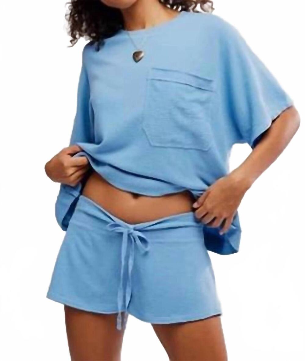 NEW FREE PEOPLE staycation sleep shorts in blissful blue